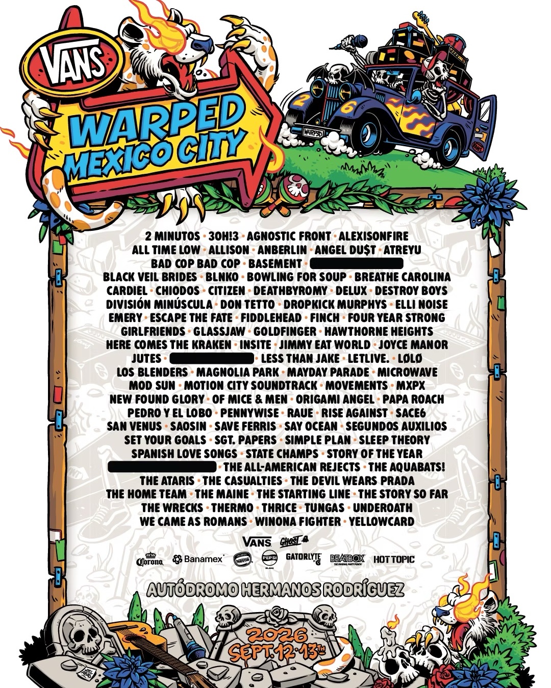 Vans Warped Tour México 2026 lineup