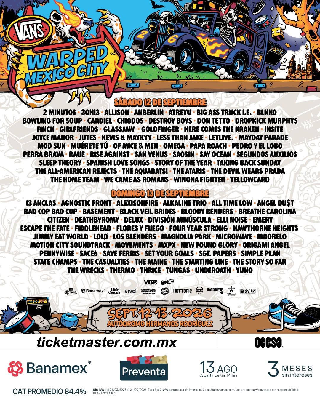 Cartel del Vans Warped Tour México 2026